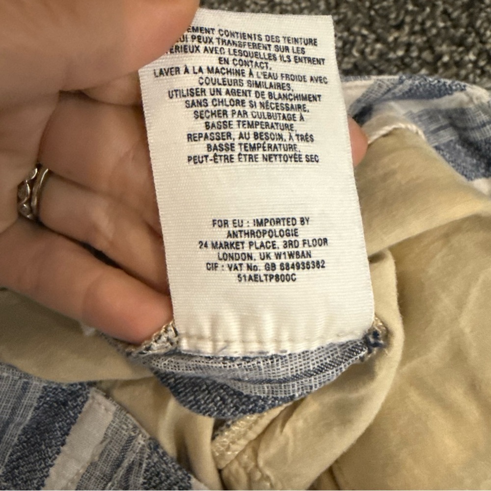 Anthropologie Linen Blue Stripe Wide Leg High-Rise Stripe Pants - Picture 8 of 8